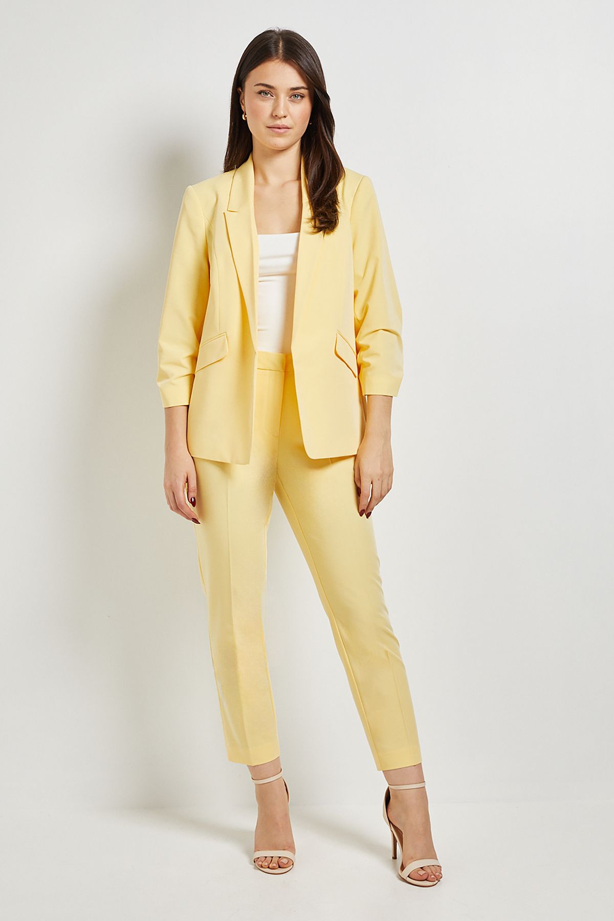 Dorothy Perkins Ruched Sleeve Blazer Lemon image 2