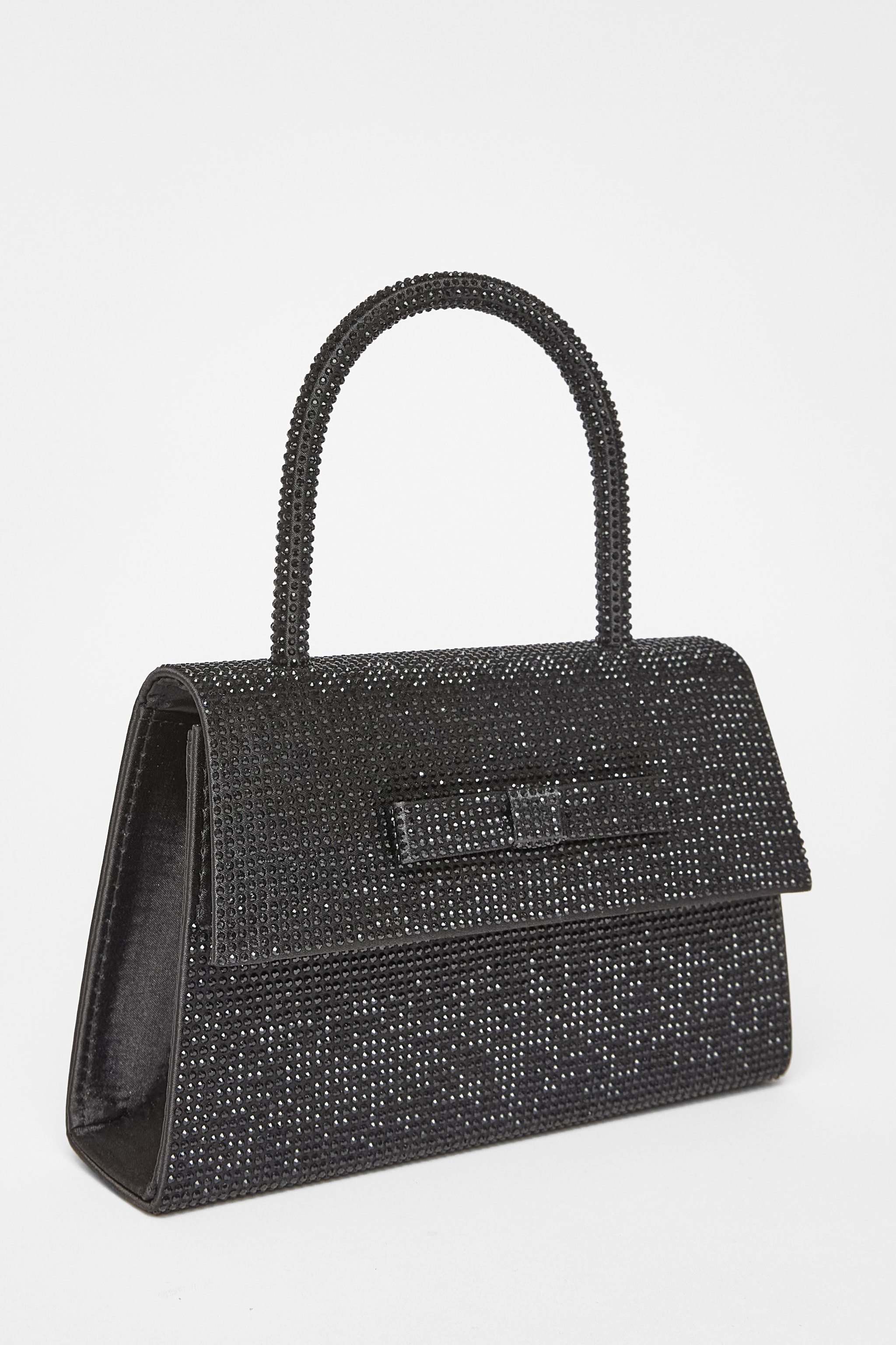 Quiz Black Diamante Top Handle Bag image 1