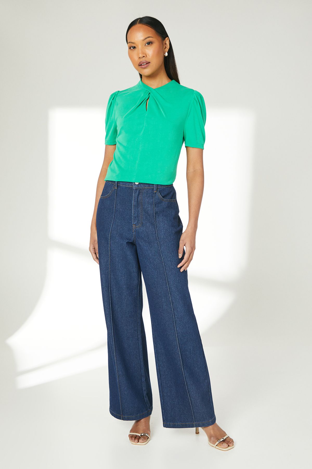 Principles Green Twisted Neck Jersey Top Green image 2