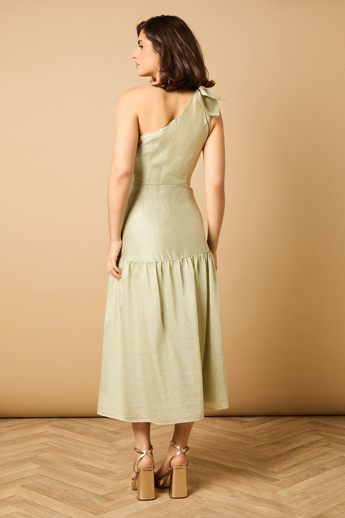 Oasis Bow Shoulder Detail Midi Dress Pistachio image 4