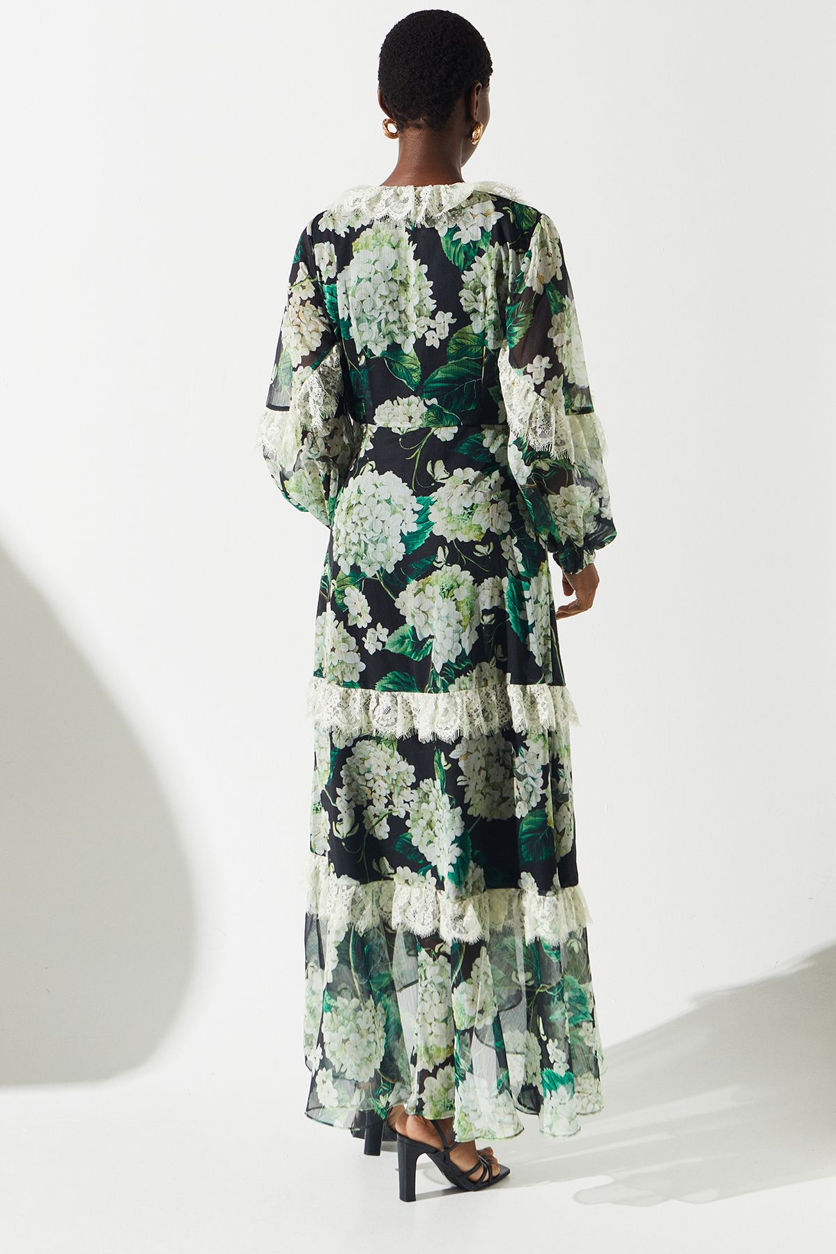 Coast Lace Trim Chiffon Wrap Dress Multi image 3