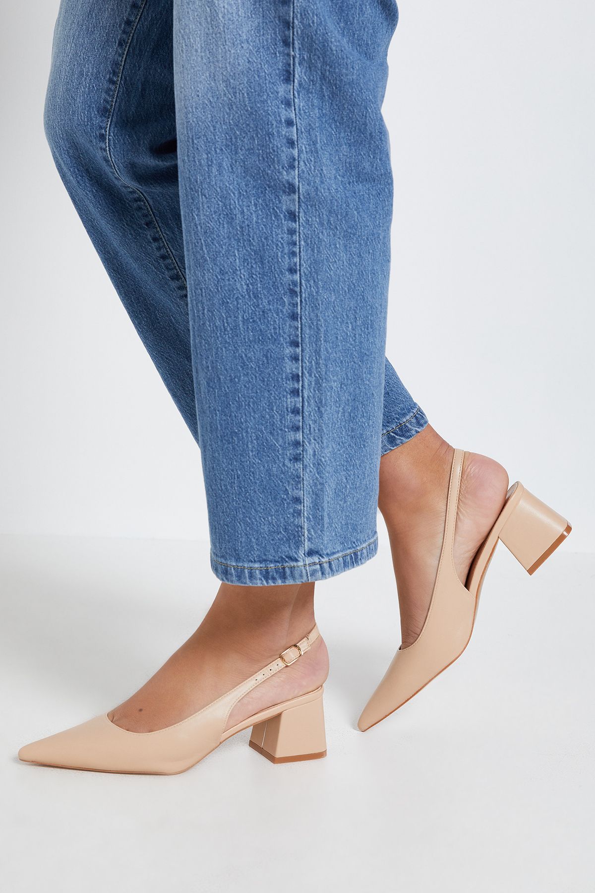 Dorothy Perkins Blanchette Faux Leather Medium Heel Court Shoes Beige