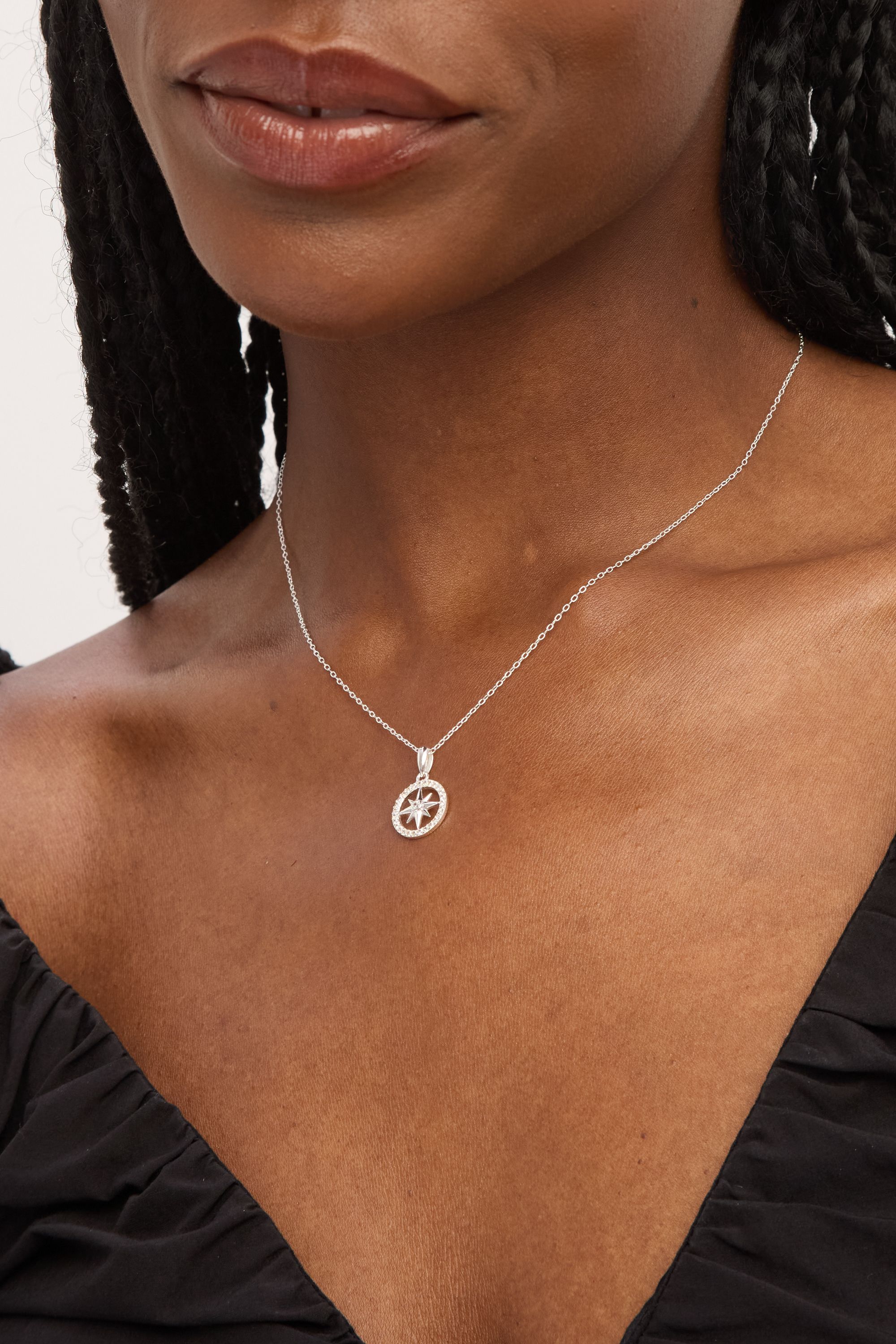 Simply Silver Sterling Silver 925 Cubic Zirconia Pave Celestial Pendant image 2