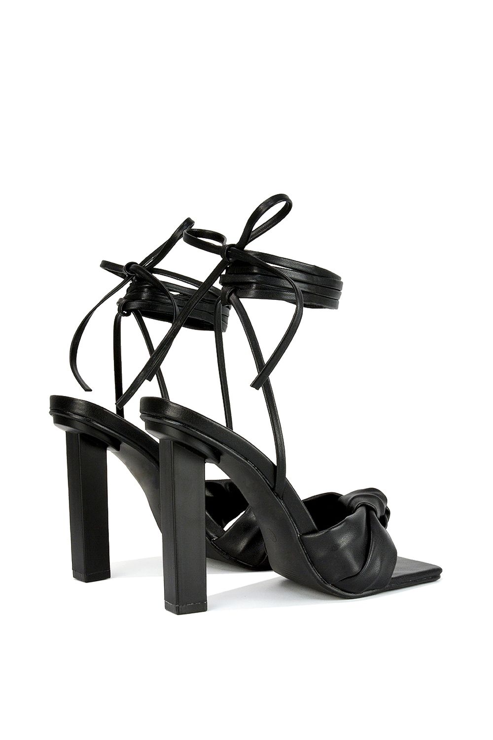 XY London 'Evelyn' Knot Detail Strappy Lace Up Square Toe Block High Heel Sandals image 4