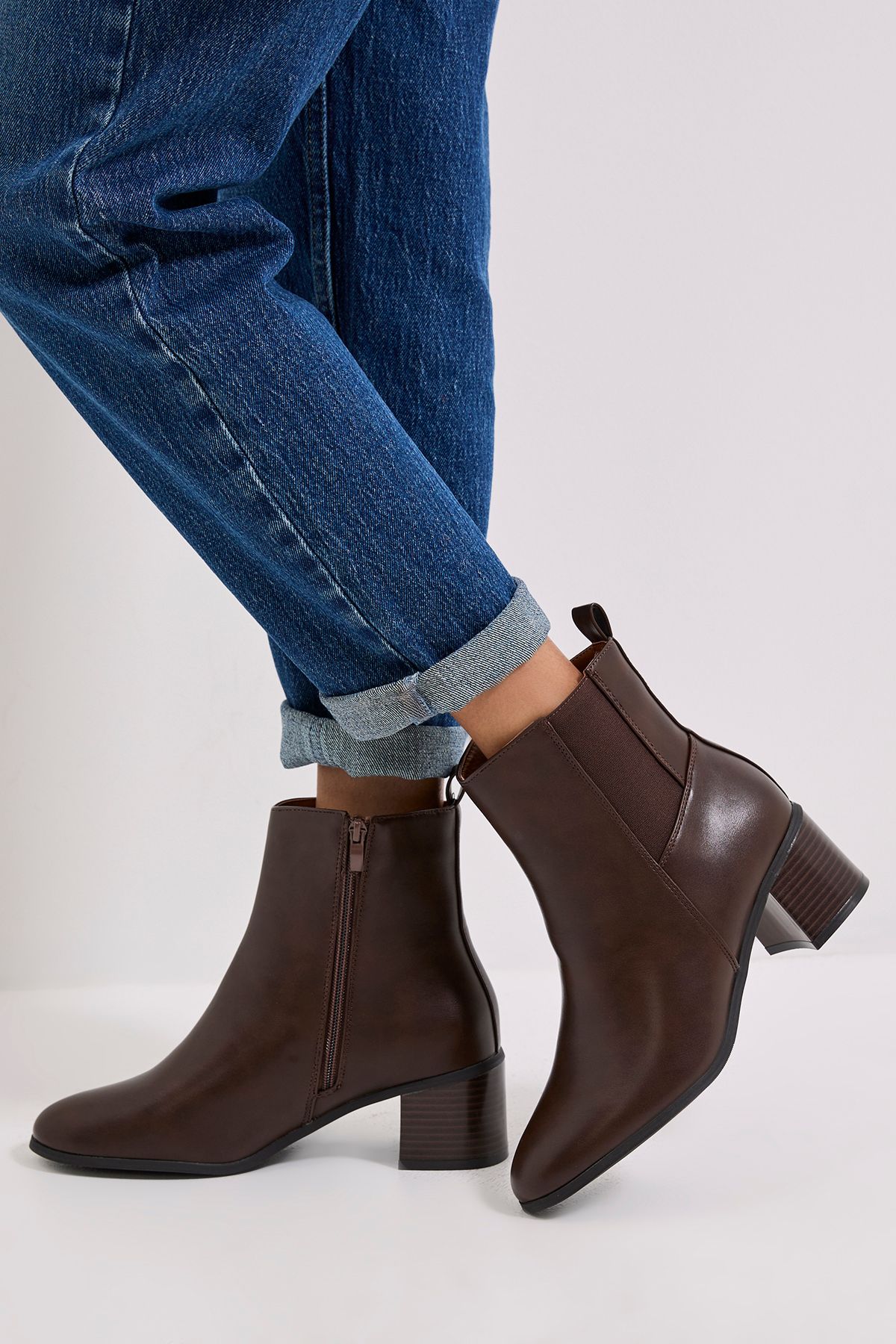 Dorothy Perkins Maias Block Heel Chelsea Boots Brown image 3