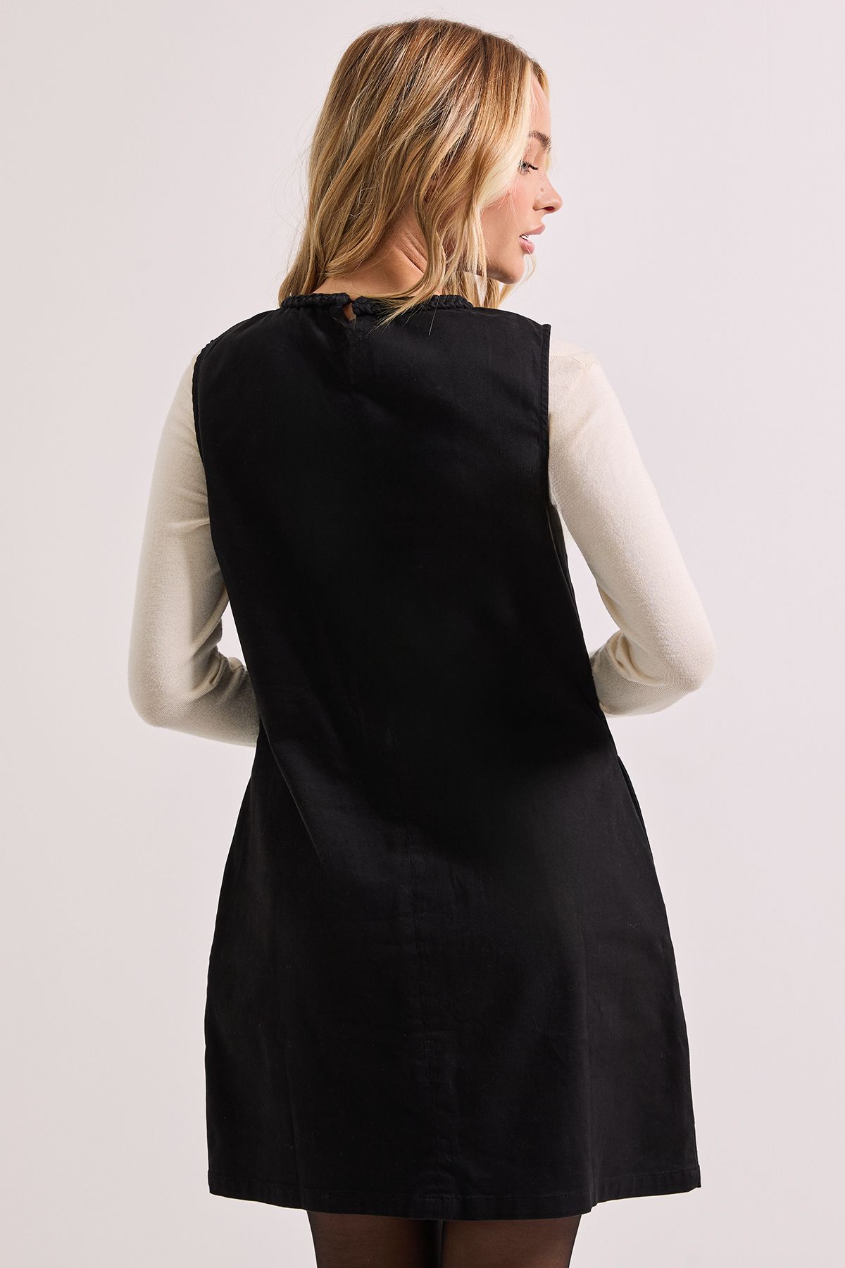 Dorothy Perkins Plait Detail Denim Shift Dress Black image 3