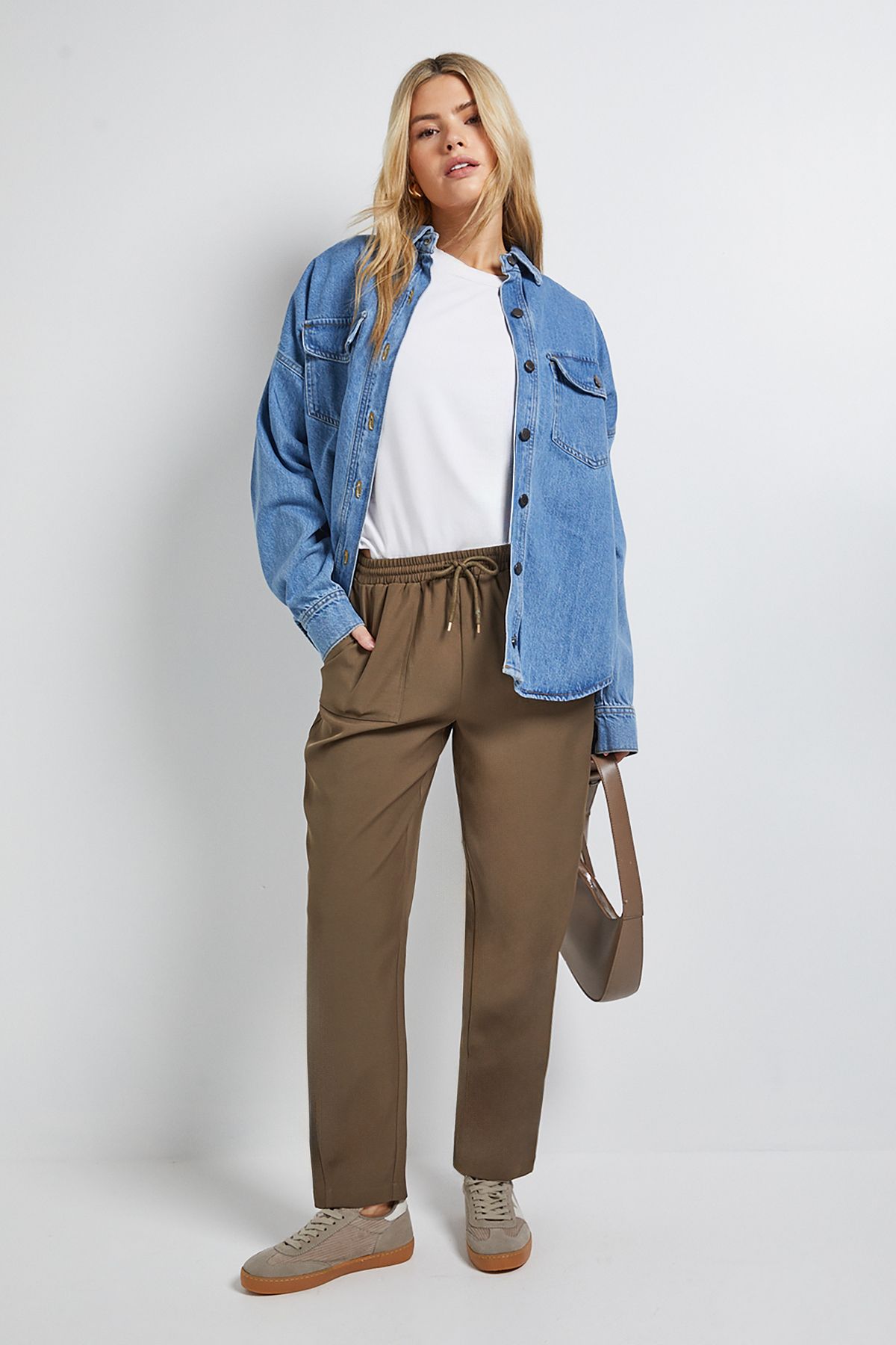 Dorothy Perkins Pull On Barrel Leg Trouser Khaki image 1