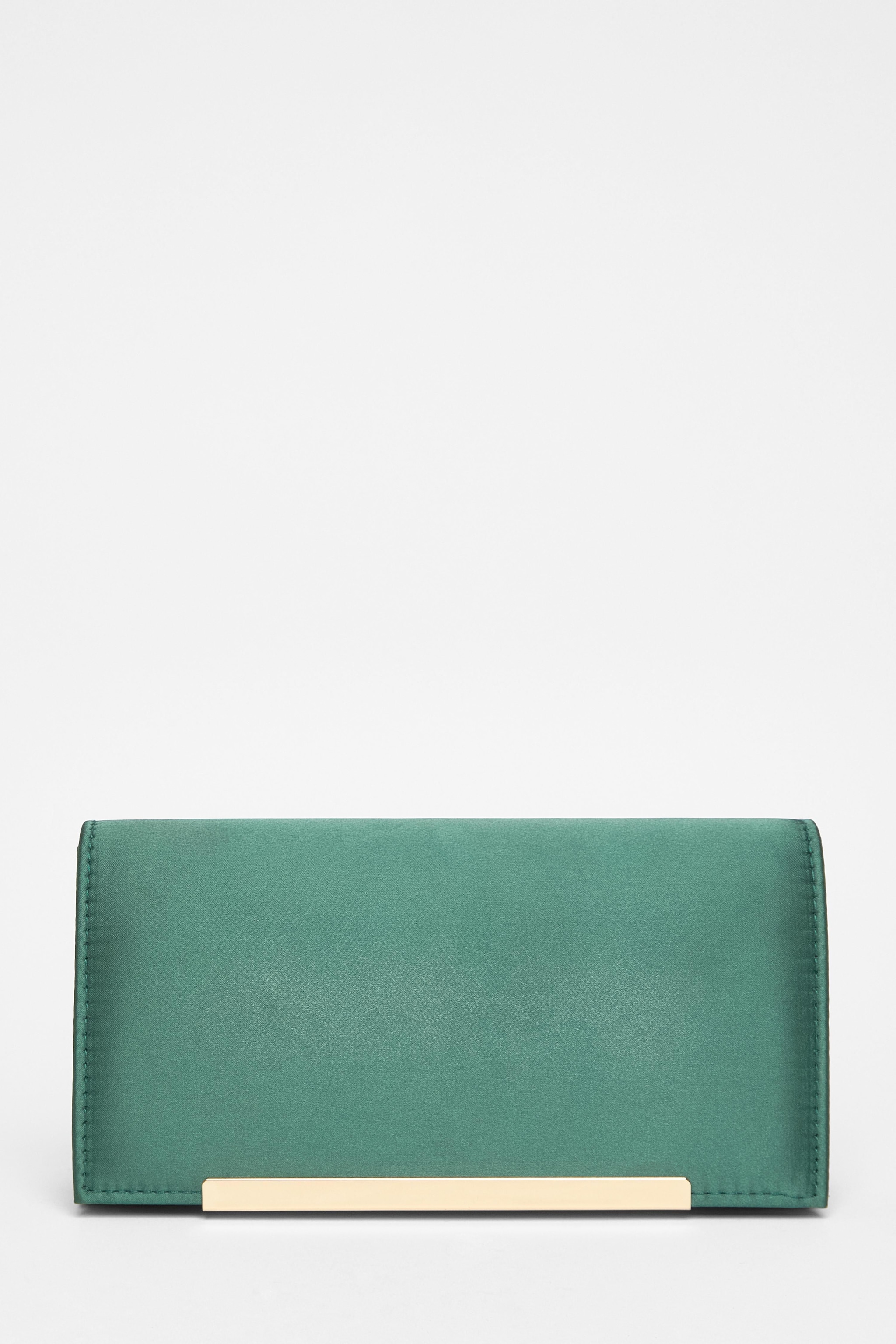 Quiz Green Satin Long Clutch Bag image 3