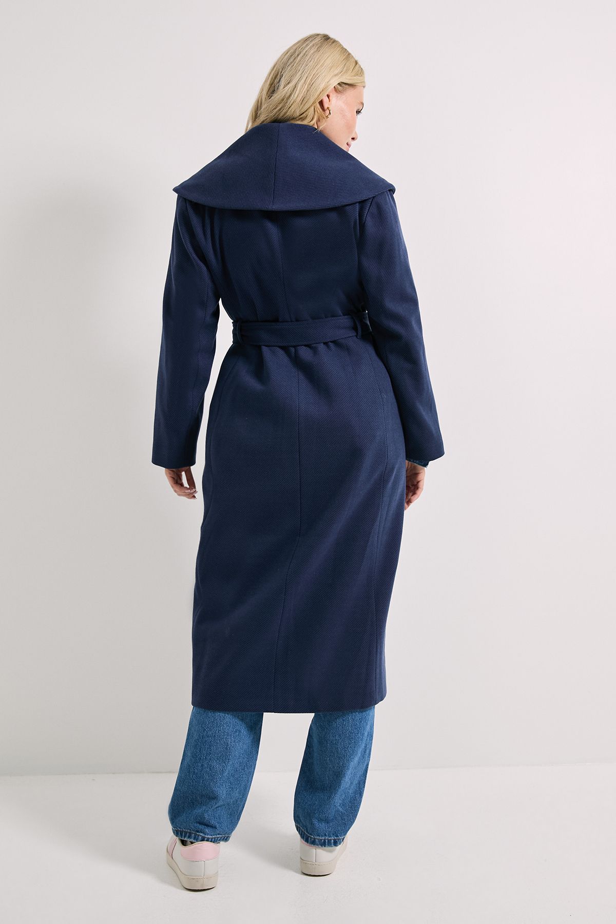 Dorothy Perkins Shawl Belted Coat Navy image 3
