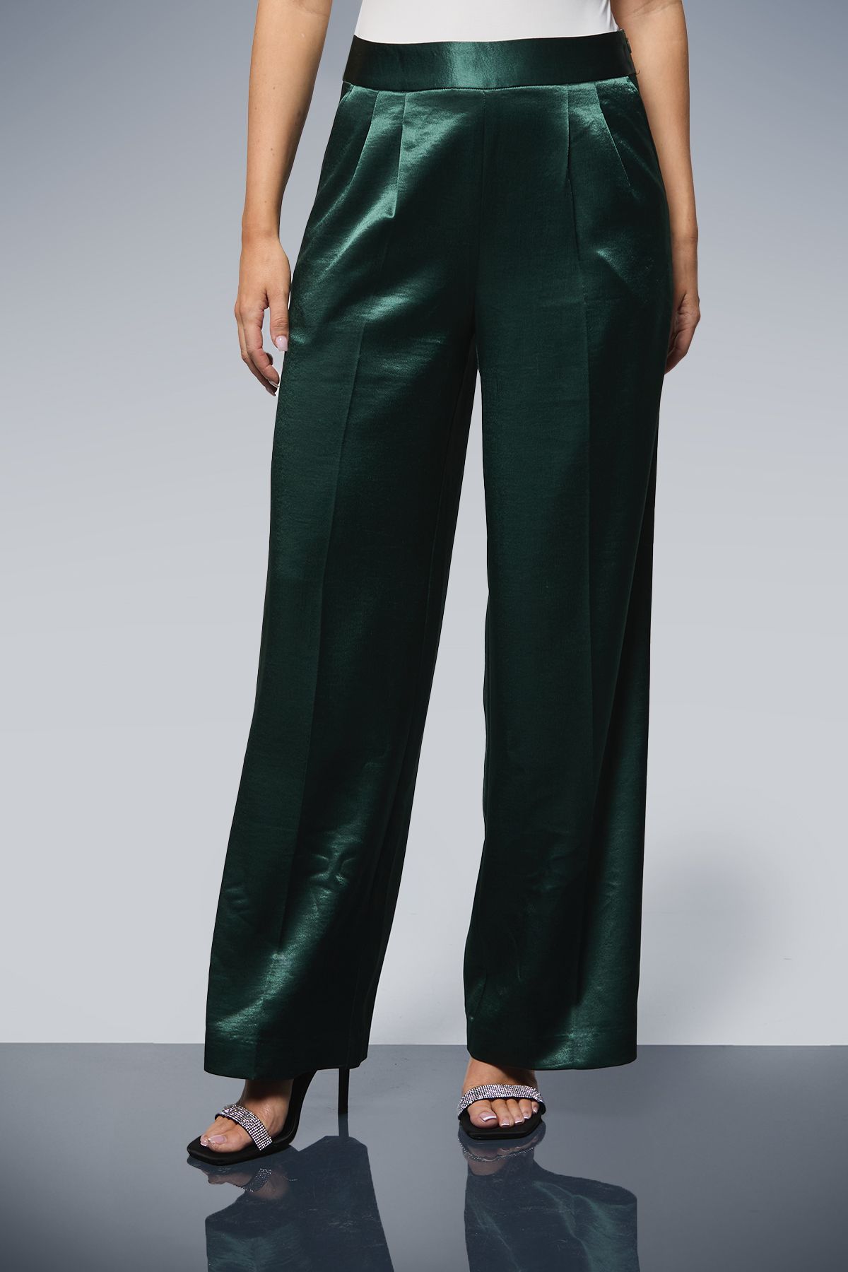 Dorothy Perkins Satin Wide Leg Trousers Forest image 2