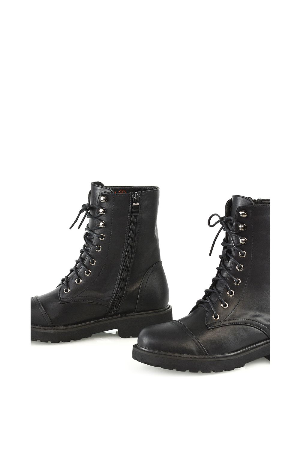 XY London 'River' Lace Up Military Combat Zip-up Flat Ankle Boots image 4
