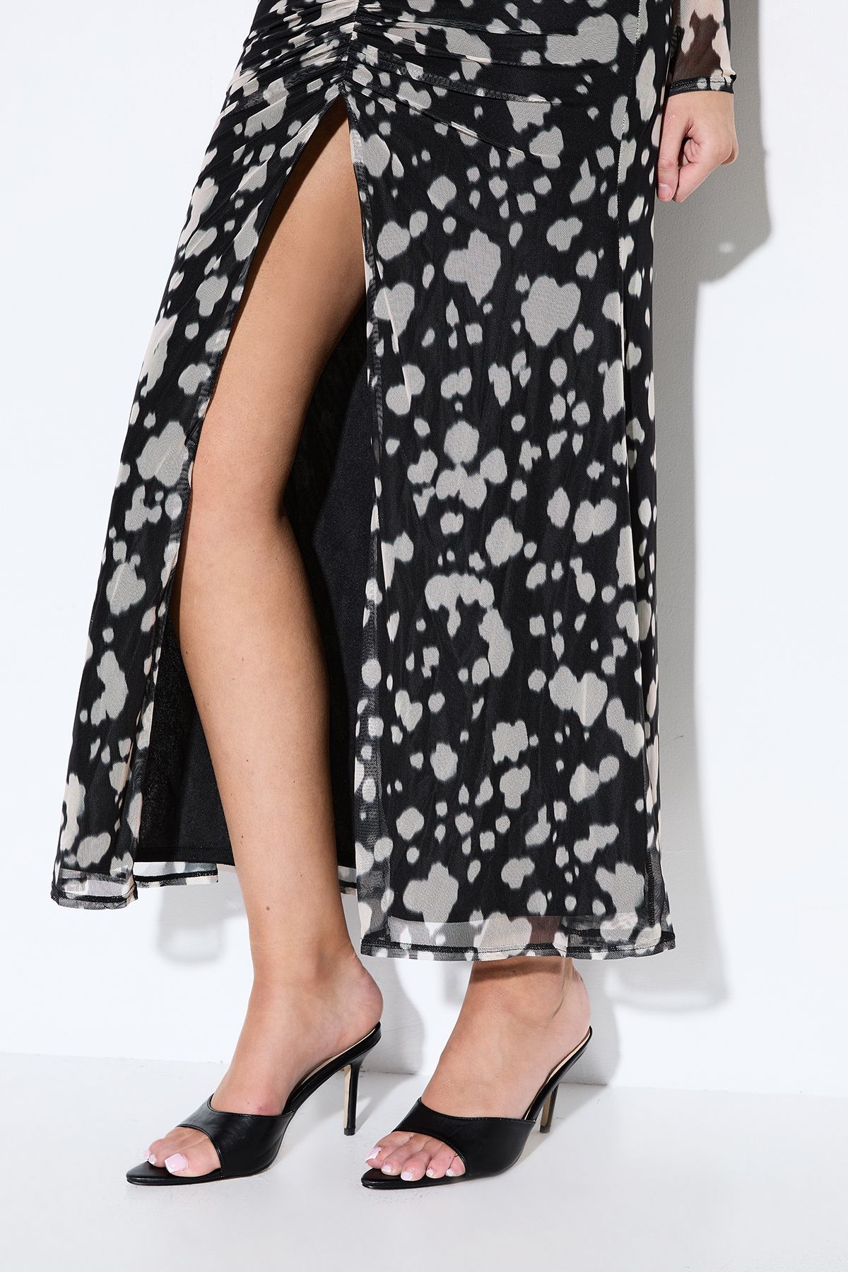 MissPap Spot Print Mesh Scarf Dress Black image 4