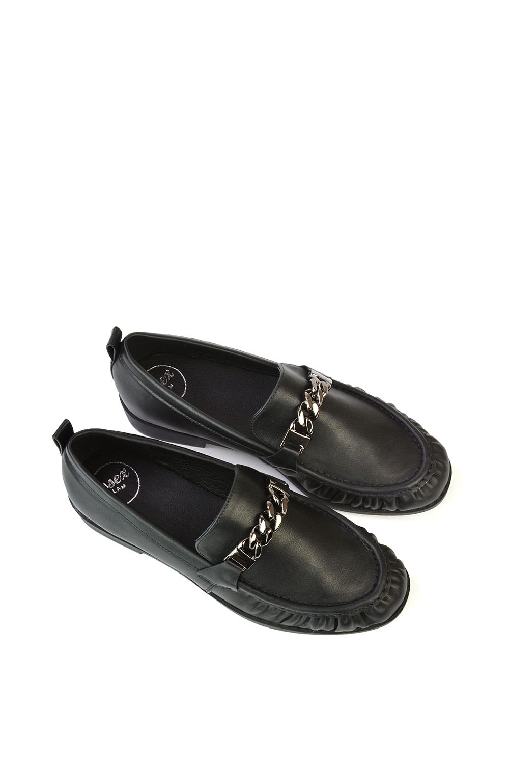 XY London 'Heidi' Chain Detail Ruched Loafer Back to School Shoes image 3