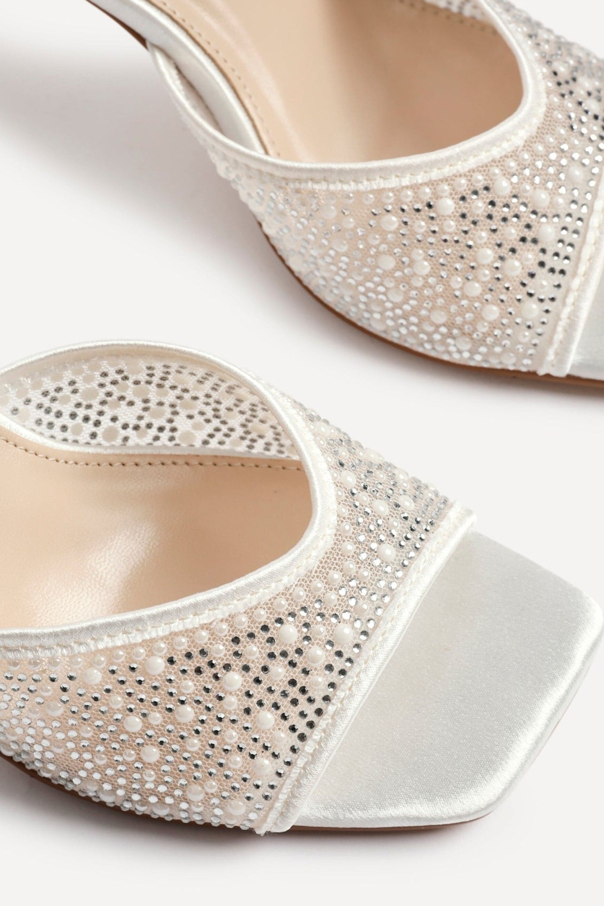 Linzi Encanta Ivory Satin Diamante Mesh Stiletto Heeled Sandal image 4