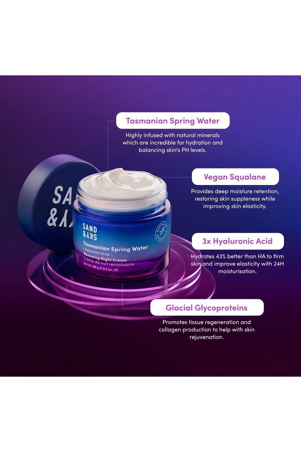 Sand & Sky Tasmanian Spring Water - Renewing Night Cream 60g Multi image 3