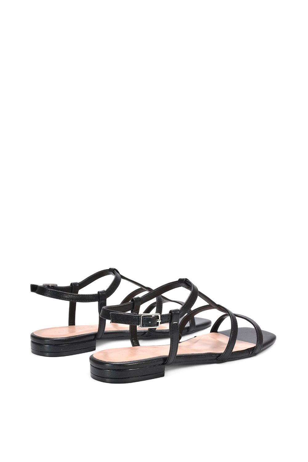 XY London 'Danielle' Flat Strappy Caged Square Toe Sandals With Buckle image 4
