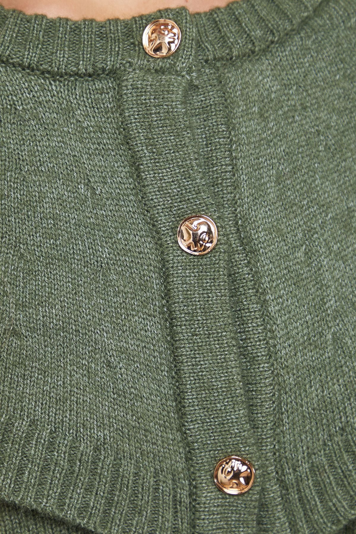 Oasis Cape Detail Button Down Crew Neck Cardigan Khaki image 5