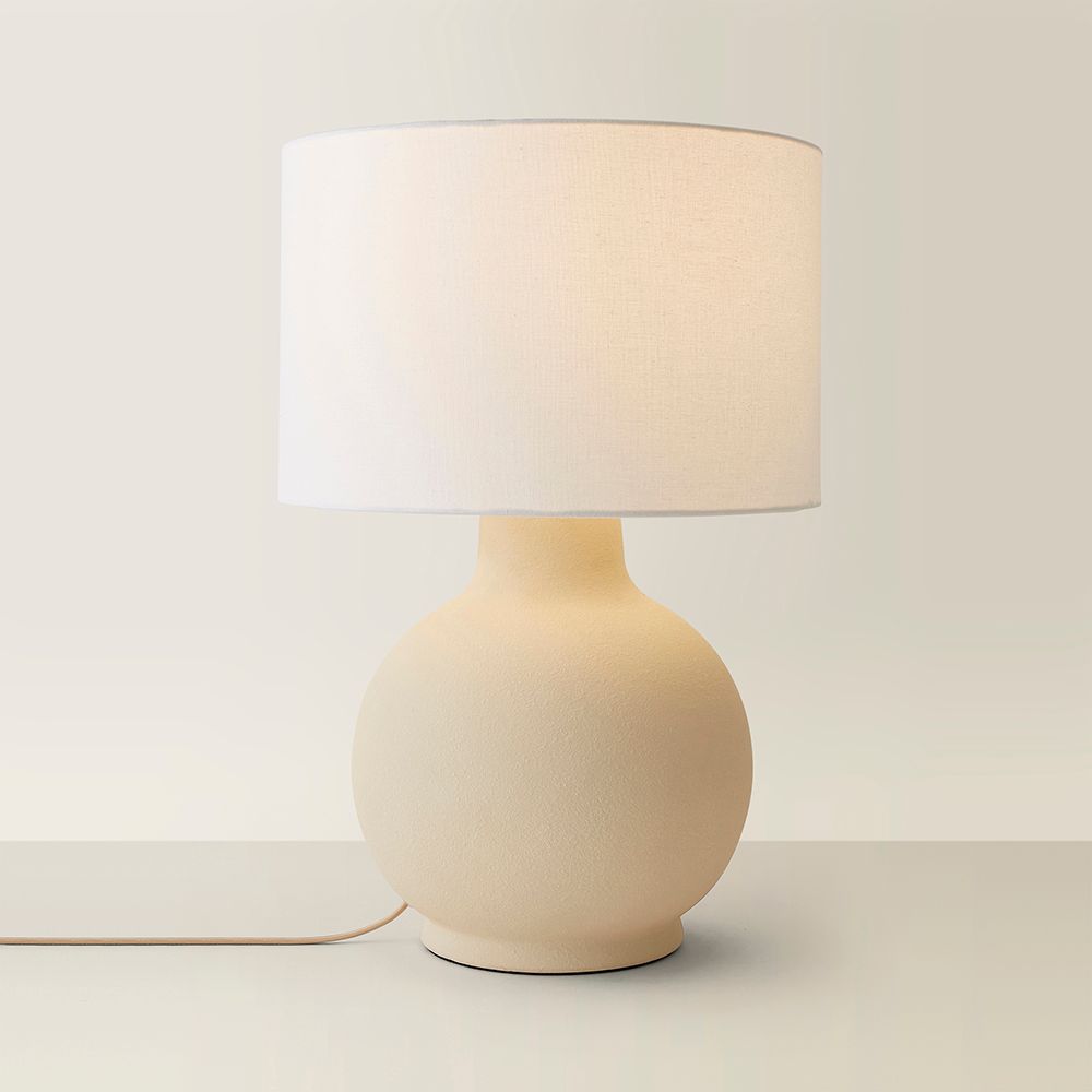 ValueLights Blair Natural Linen Shade Hand Finished Ceramic Stonewear Table Lamp with Bulb image 6