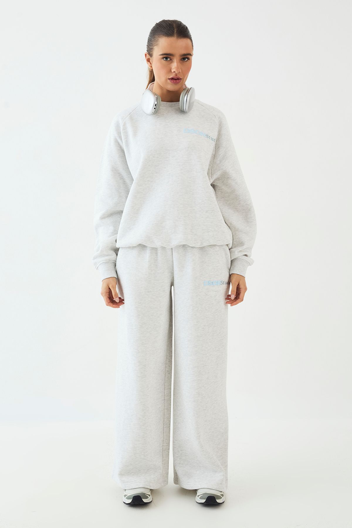 DSGN Studio DSGN Studio Sports And Outdoors Printed Sweatshirt Tracksuit Ash Grey image 5