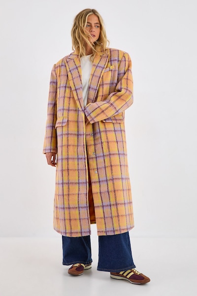 NastyGal Multi Check Single Breasted Tailored Coat Multi