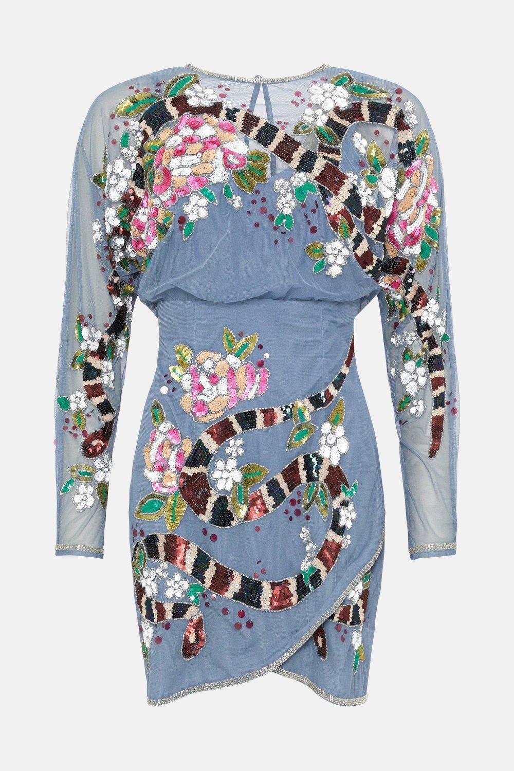 Coast Premium Hand Embellished Mini Dress Blue image 4