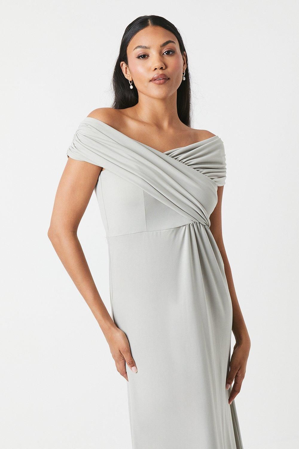 Coast Bardot Ruched Jersey Bridesmaid Dress Sage image 2