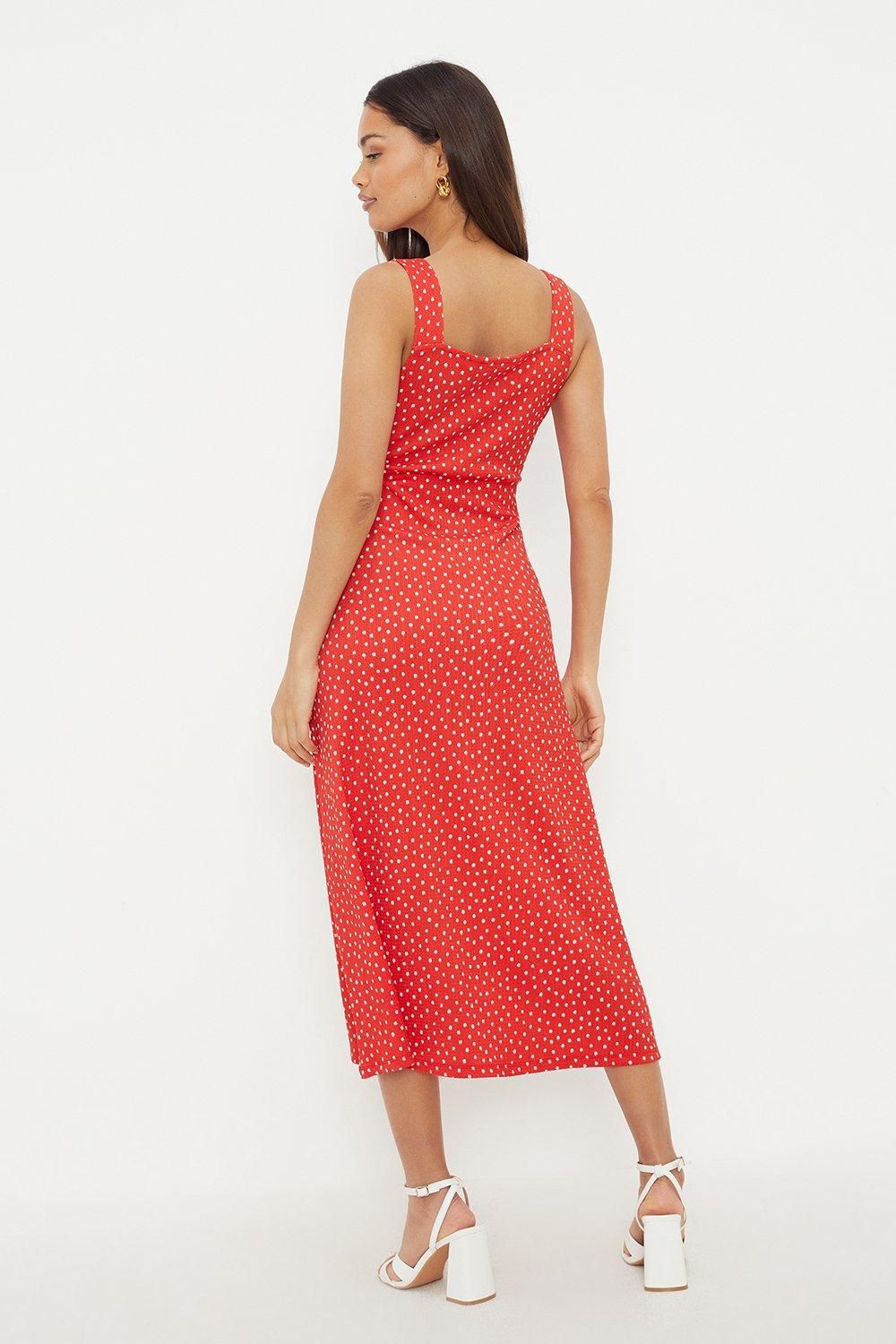 Dorothy Perkins Petite Red Spot Strappy Jersey Midi Dress Red image 3