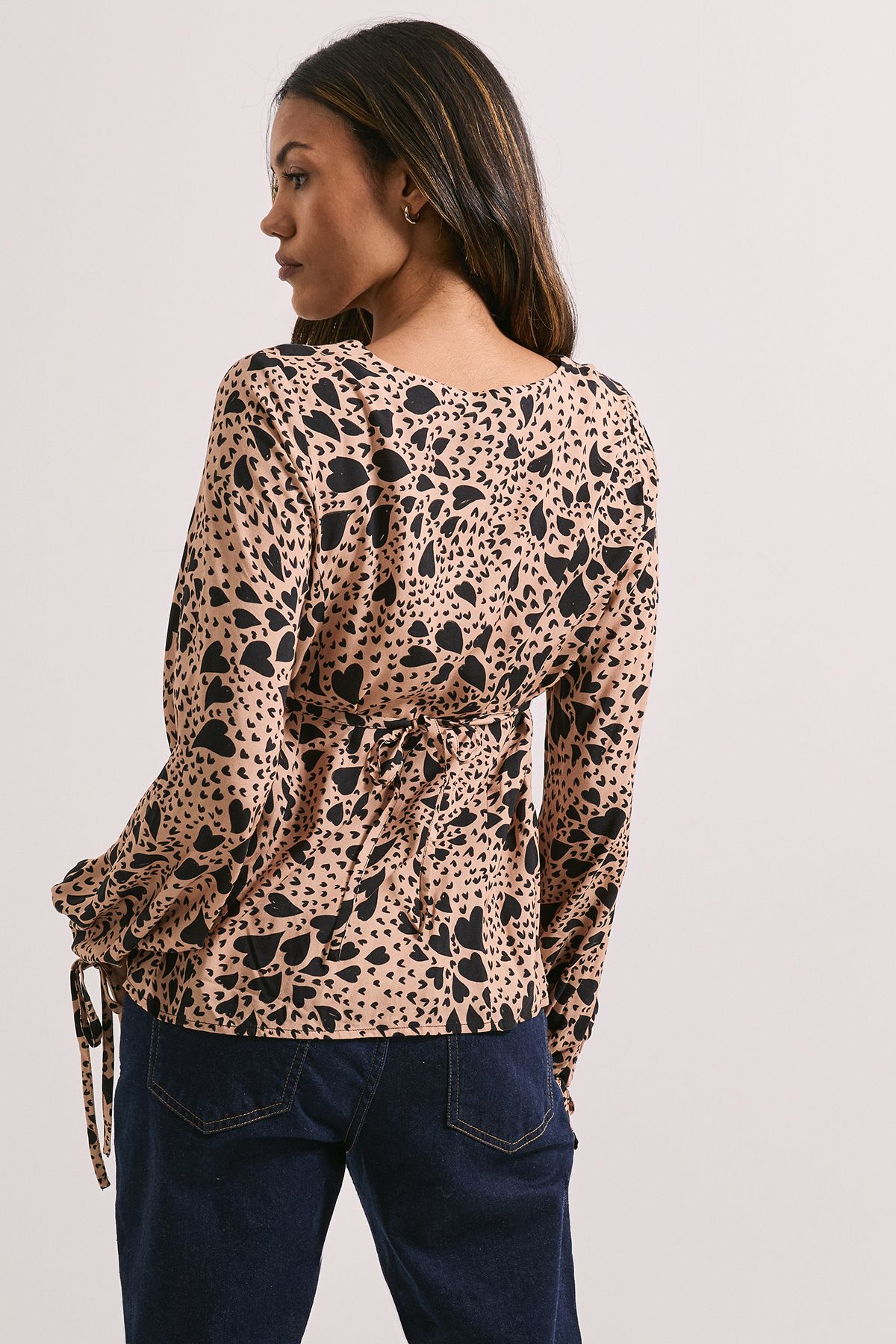 Dorothy Perkins Button Tie Detail Printed Top Brown image 3