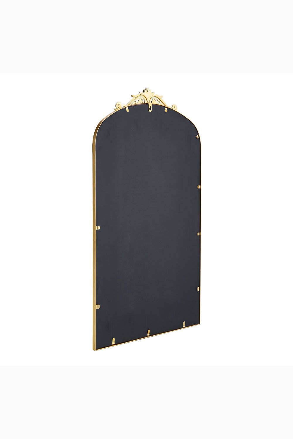 Living and Home 80cm W x 180cm H Vintage-Inspired Gold Floral Carved Metal Framed Arch Full-Length Mirror image 4