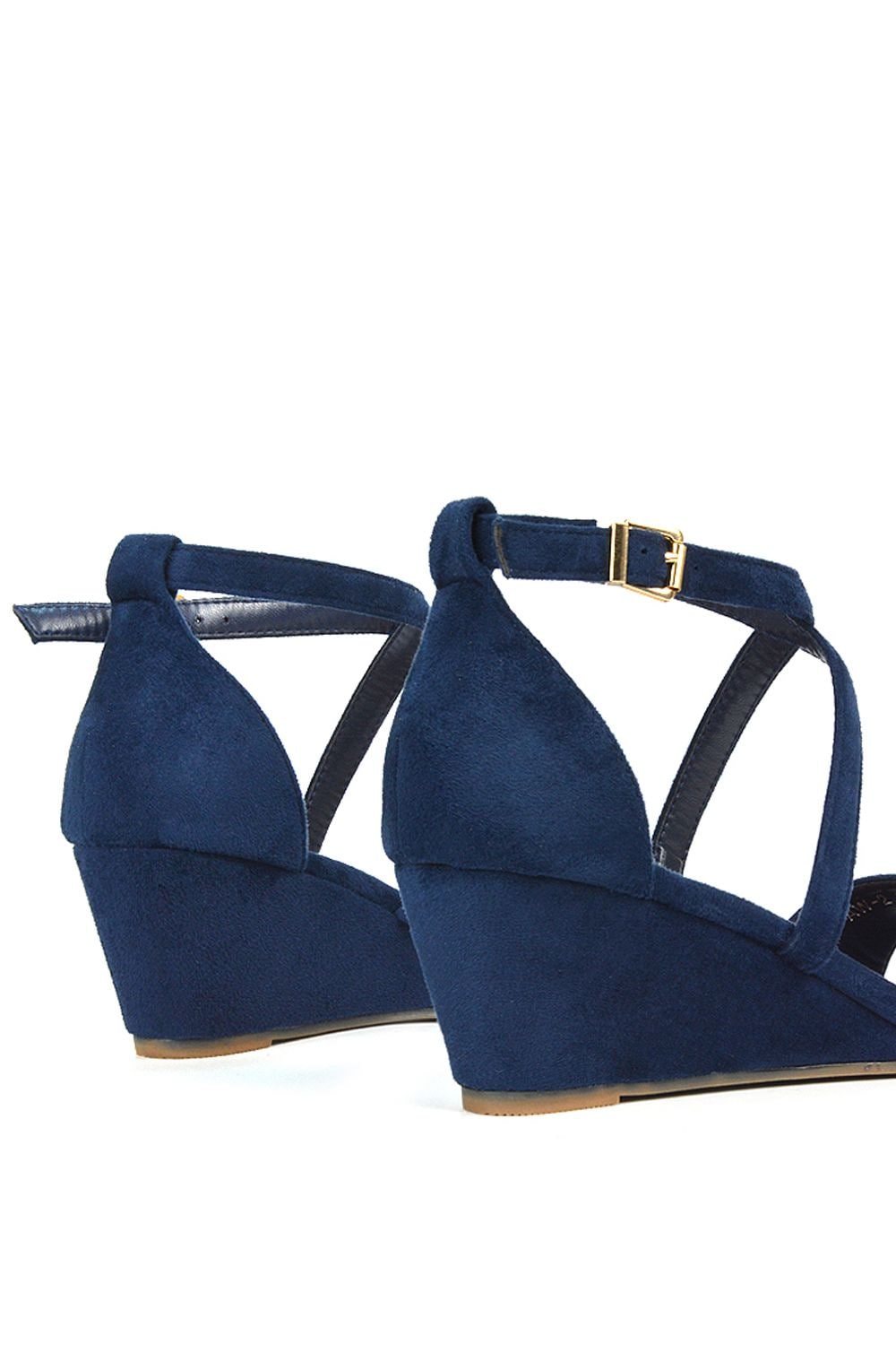 XY London 'Kylie' Strappy Mid Wedge Heel Shoes With Ankle Strap image 5