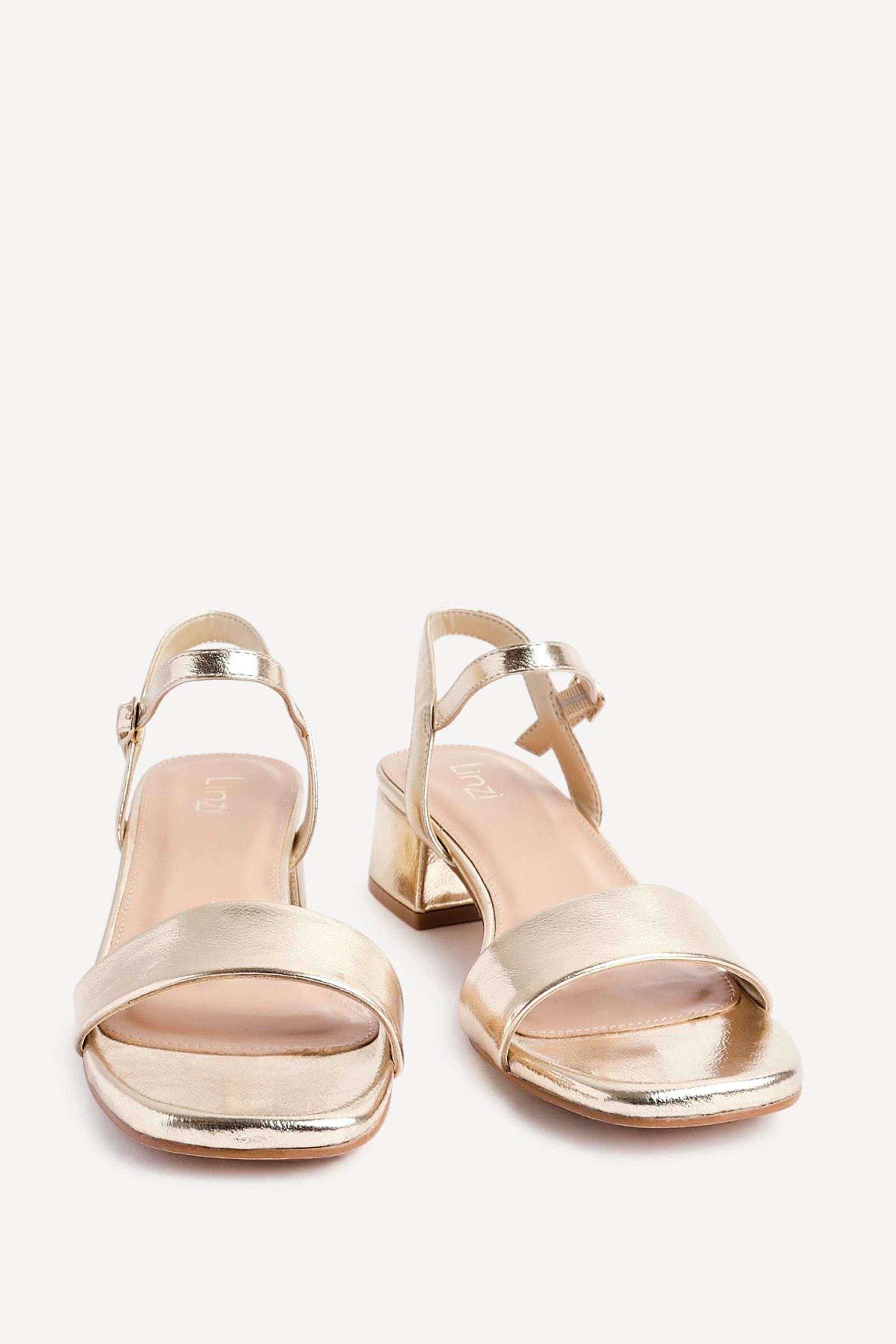 Linzi Tillie Gold Faux Leather Low Block Heel image 3