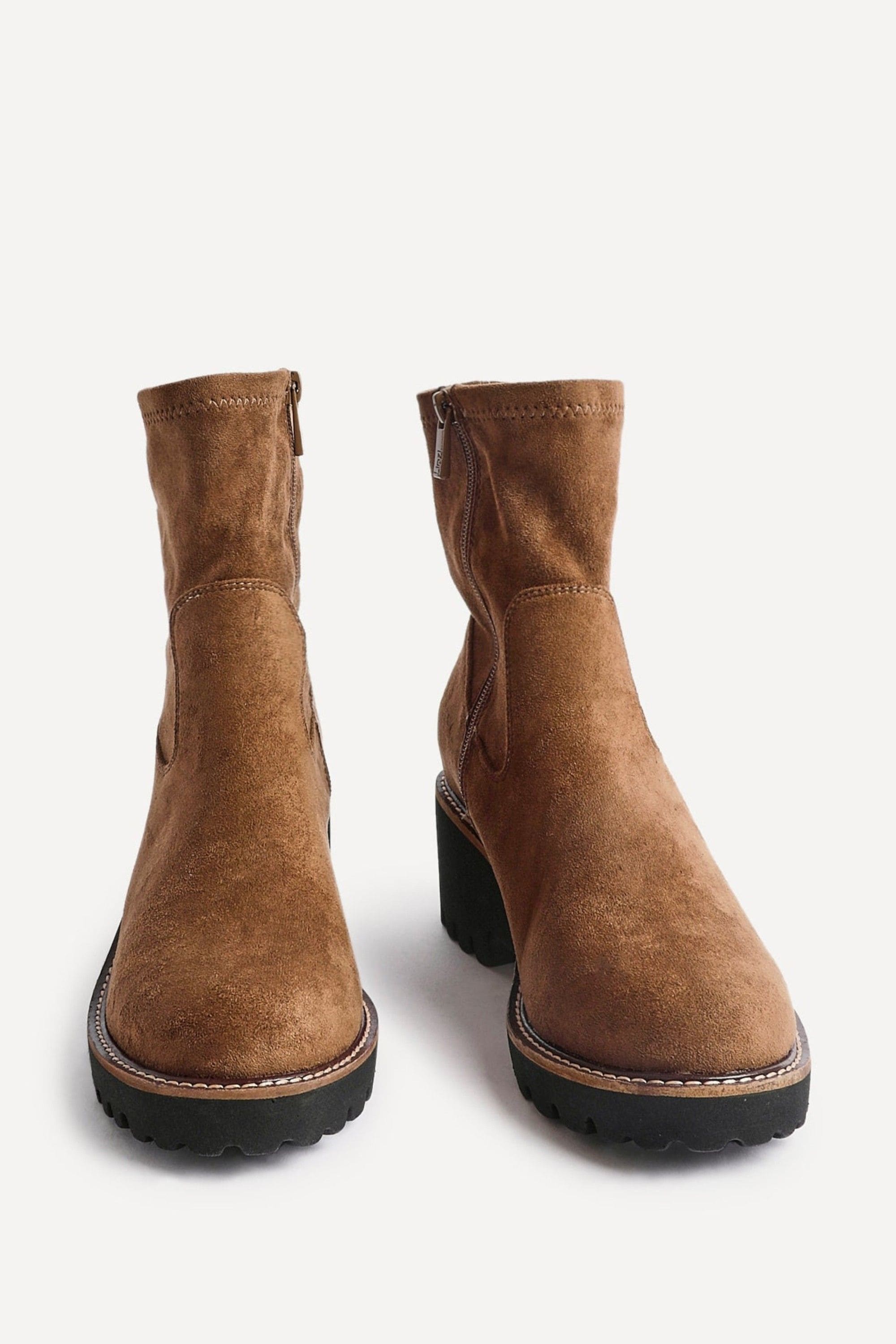 Linzi Trish Sand Faux Suede Wedged Heel Ankle Boot image 3