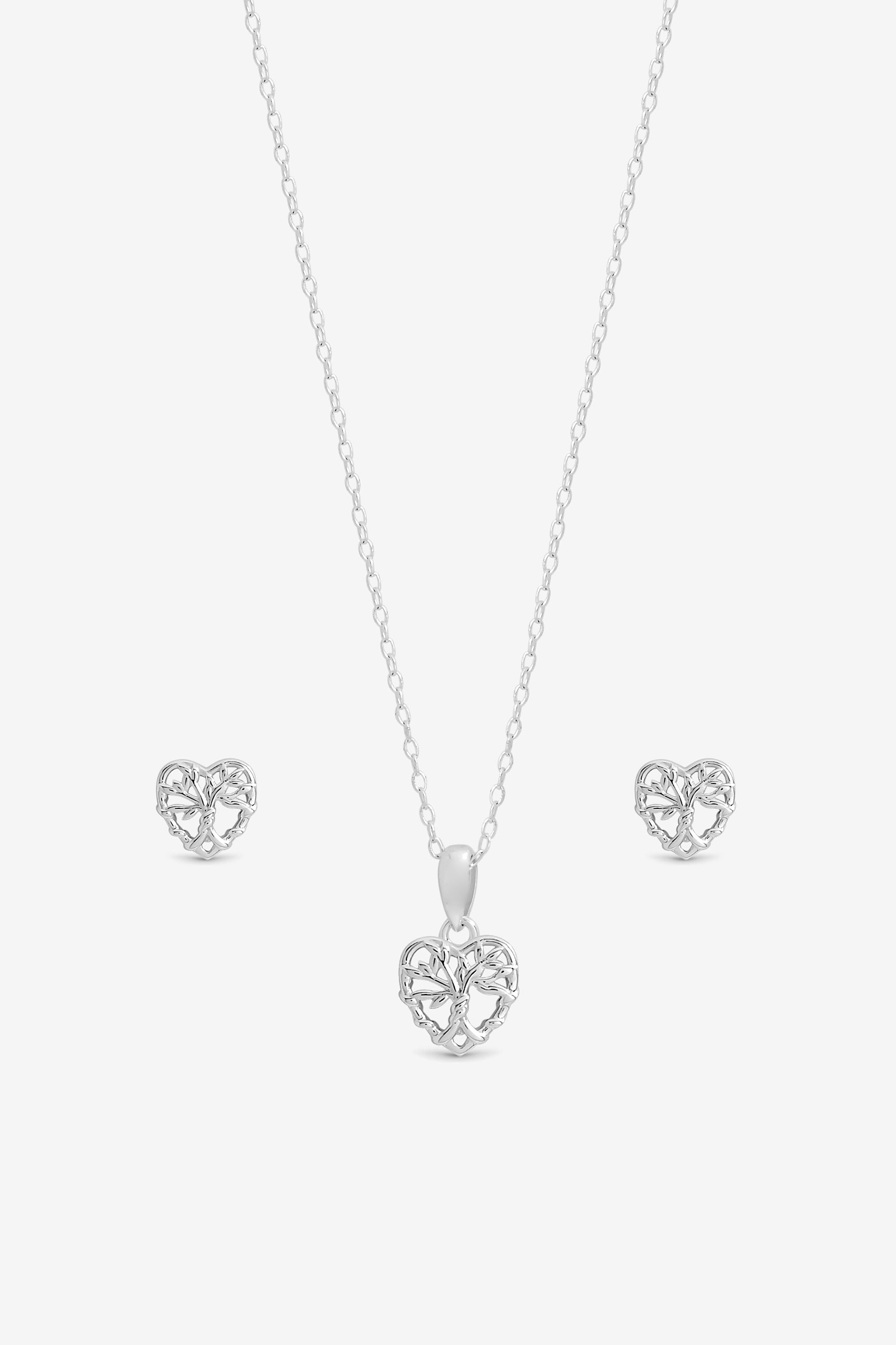 Simply Silver Sterling Silver 925 Polished Tree of Love Set - Gift Boxed image 2