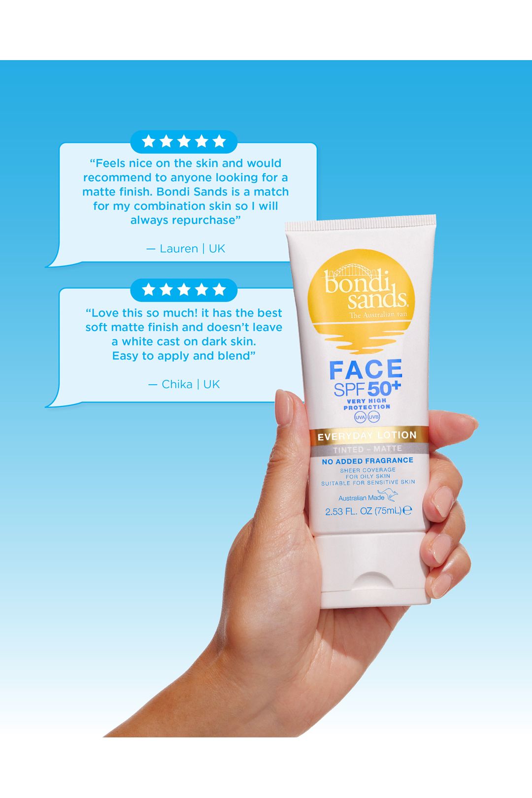 Bondi Sands Everyday Face Lotion Protective Tinted Cream for the Face for a Matt Look SPF 50+ 75ml Multi image 4
