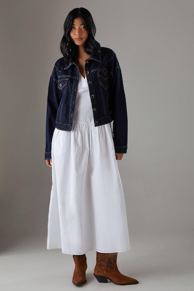 Warehouse Two Tone Denim Heart Pocket Western Jacket Dark Wash