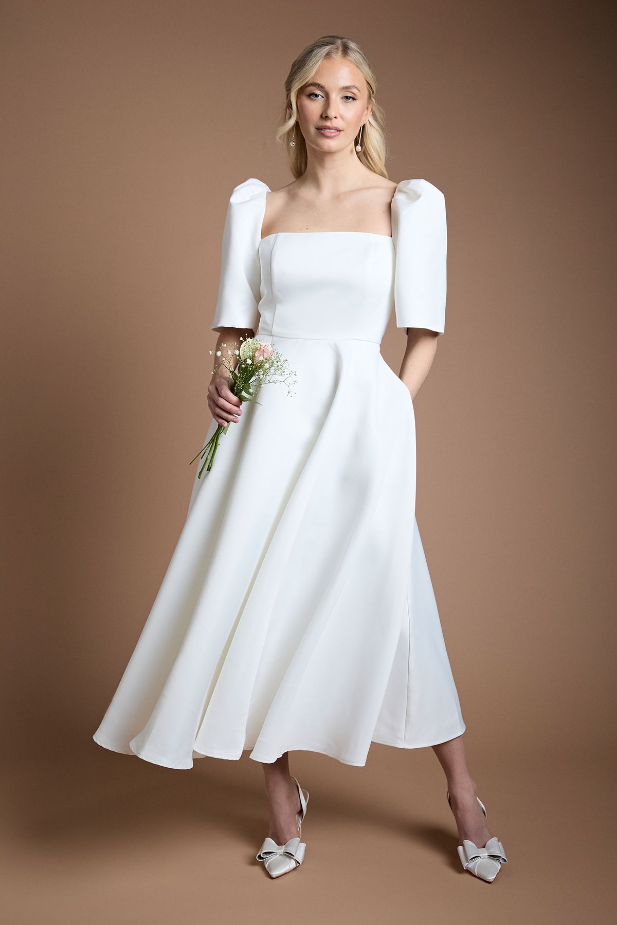 Coast Puff Sleeve Structured Wedding Dress Ivory image 1