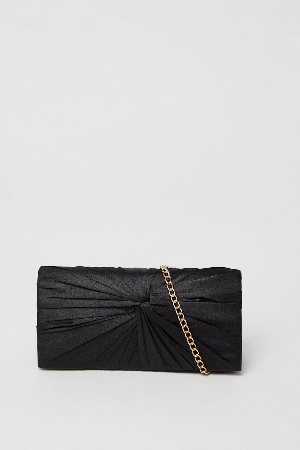 Dorothy Perkins Beauty Twist Front Satin Clutch Bag Black image 2