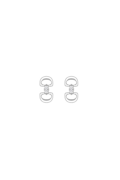 Simply Silver Simply Silver Sterling Silver 925 Polished and Cubic Zirconia Snaffle Drop Earrings