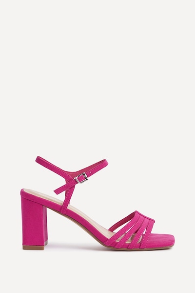 Linzi Annie Fuchsia Faux Suede Strappy Block Heel