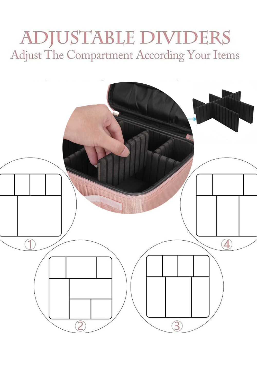 Living and Home Waterproof Vanity Travel Makeup Storage Cosmetic Bag Organizer with Adjustable Compartment image 3