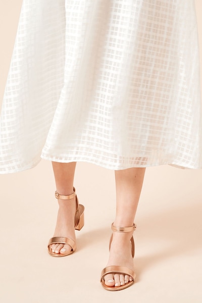 Dorothy Perkins Wide Fit Tommi Barely There Mid Block Heel Sandals Rose Gold