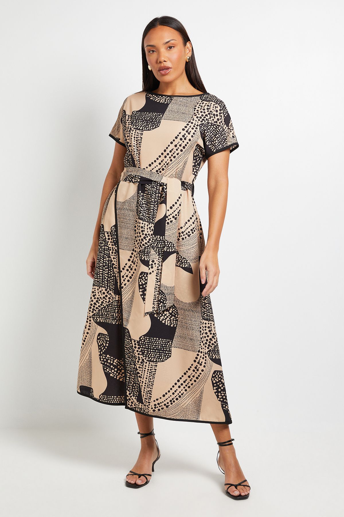 Principles Wrap Front Belted Printed Dress Black