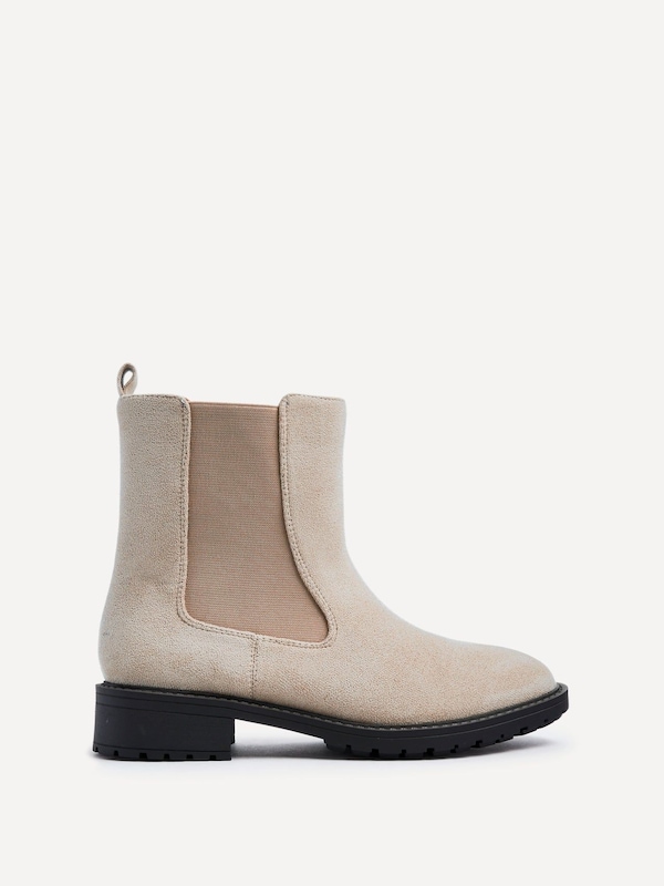 Linzi Holland Wide Fit Beige Faux Suede Classic Chelsea Boot