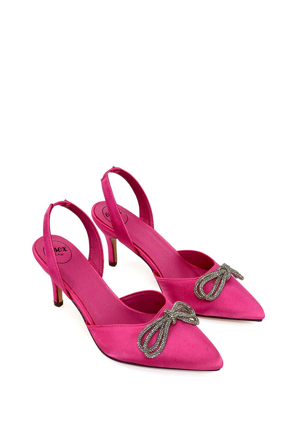 XY London 'Marinah' Slingback Diamante Bow Low Heel Court Shoes image 5