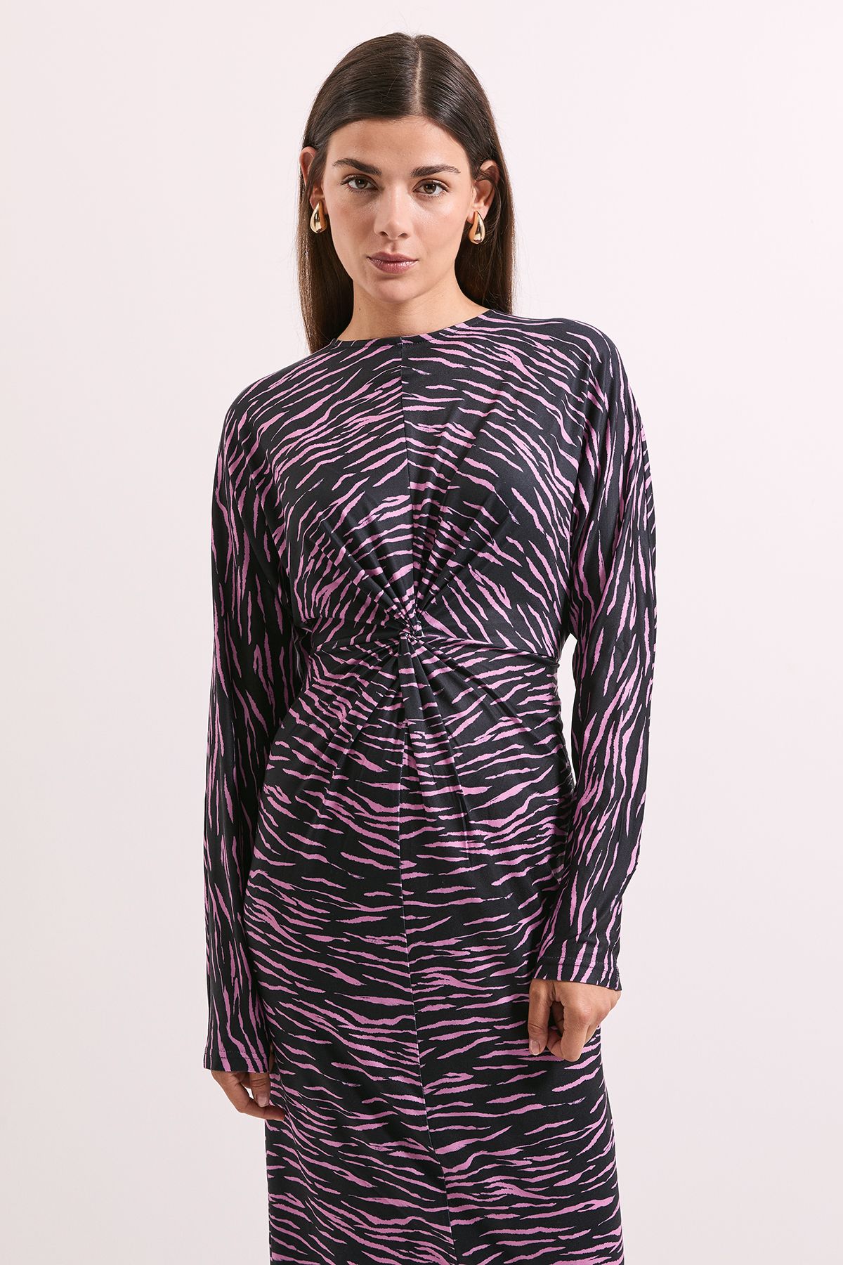 Principles Pink Printed Twist Front Jersey Midi Dress Pink image 2