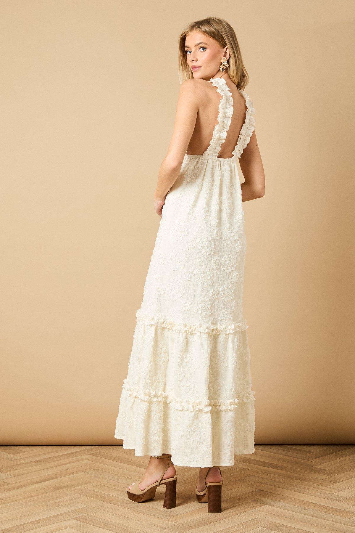 Oasis Floral Ruffle Detail Tiered Maxi Dress Ivory image 4