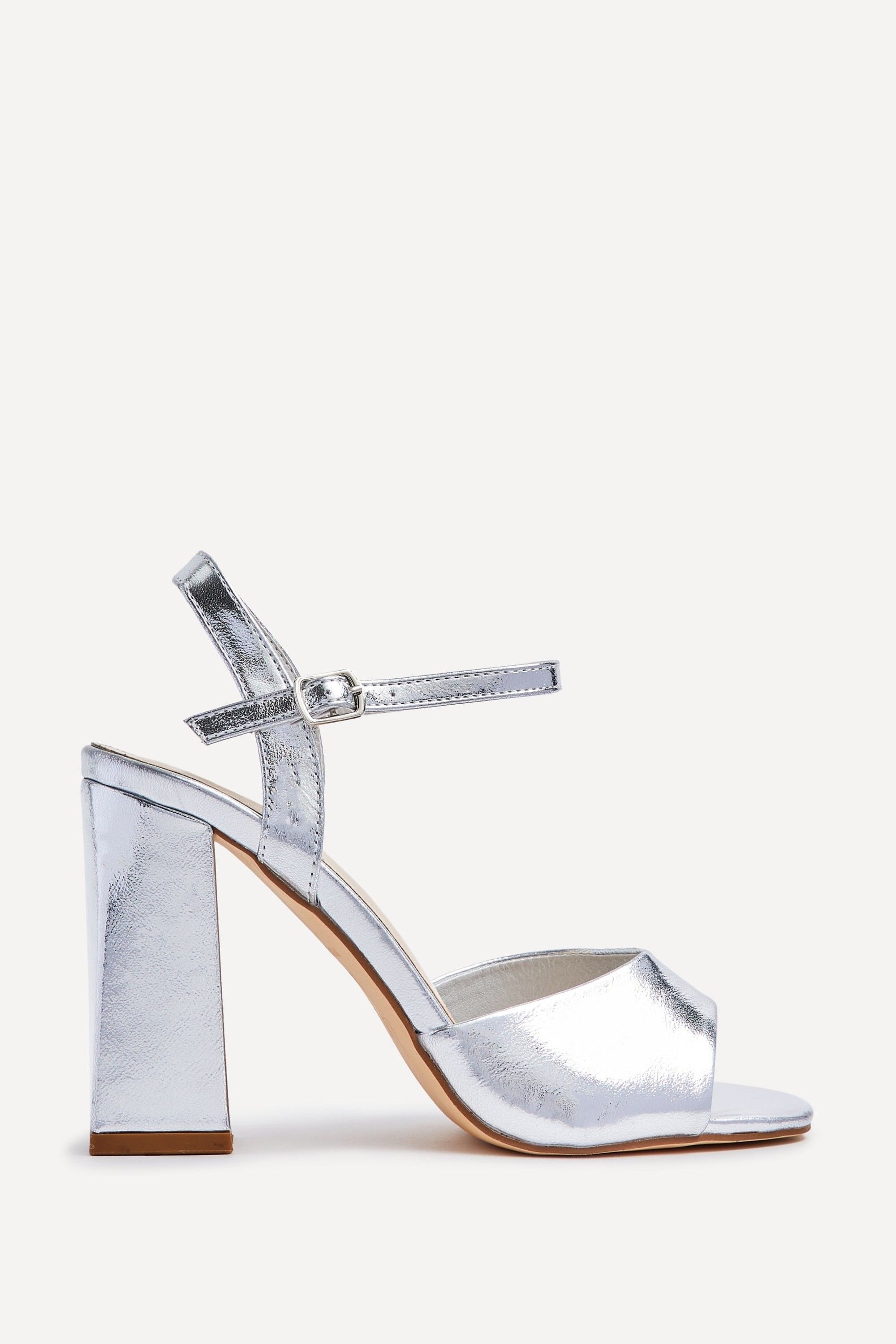 Linzi Monroe Wide Fit Silver Block Heels
