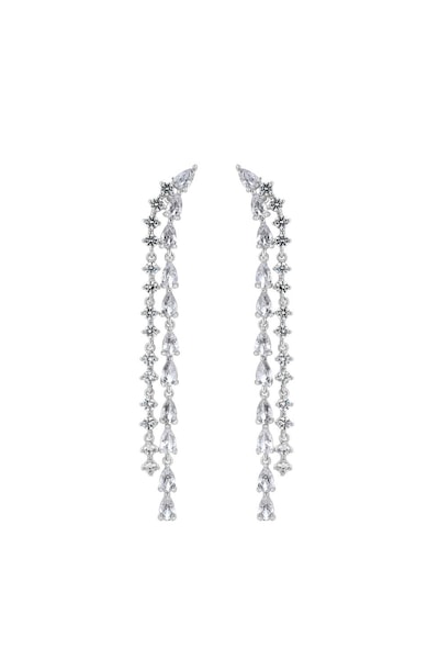 Jon Richard Silver Cubic Zirconia Mixed Stone Drop Earrings