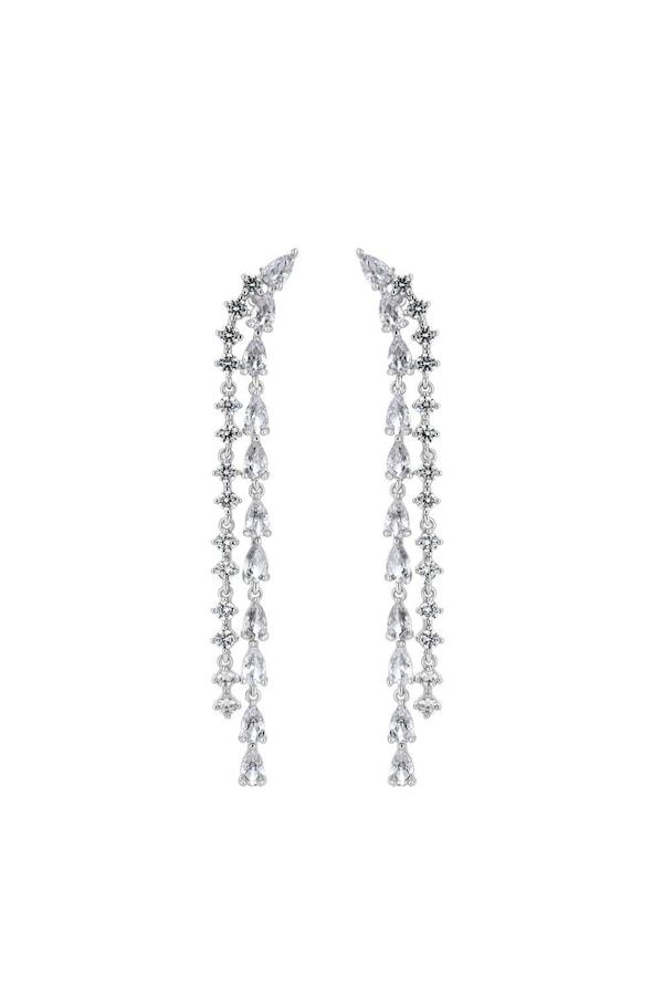 Jon Richard Silver Cubic Zirconia Mixed Stone Drop Earrings