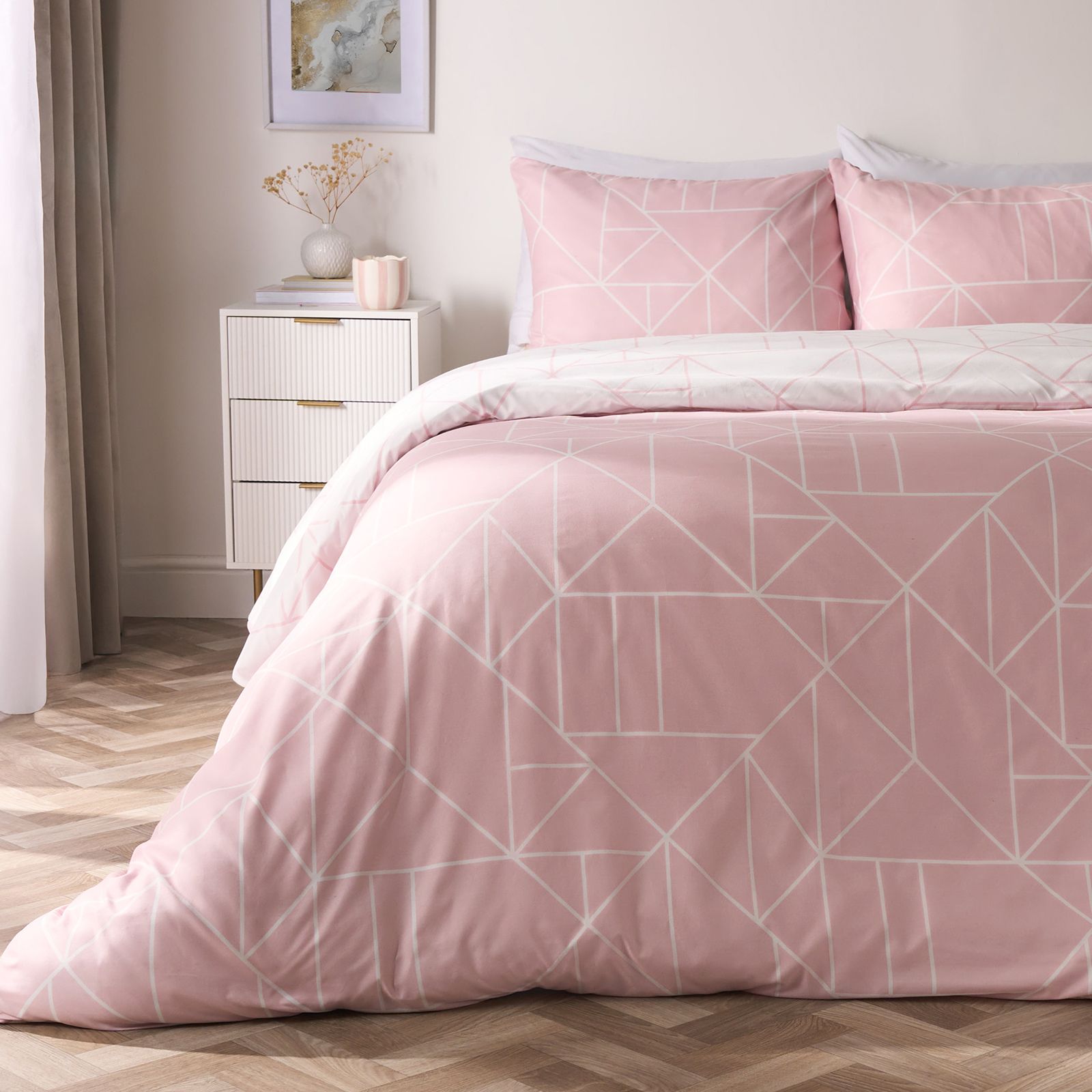 OHS Geometric Reversible Bedding Set Soft Duvet Cover with Pillowcase image 1